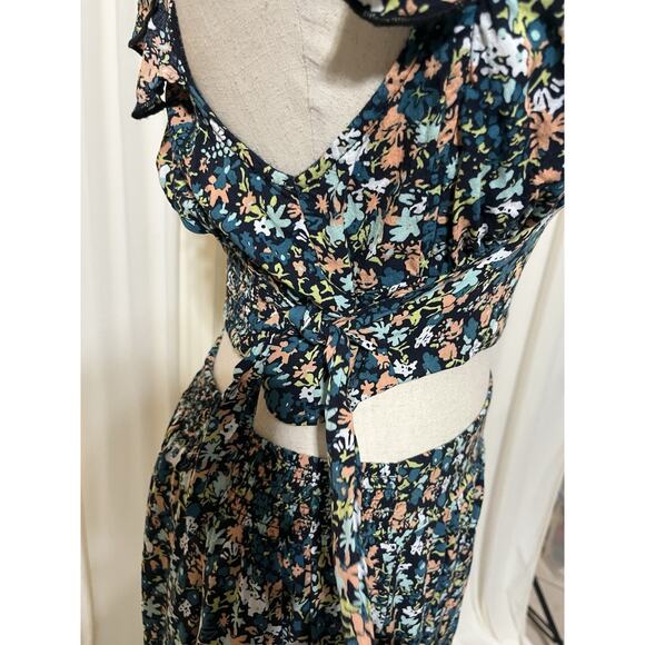 Free People Two Piece Set Floral Crop Top And Maxi Skirt Size L - Picture 7 of 11